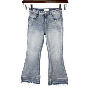 BLAKELY Women Flare Jean Size 7 Western Coquette Y2K Light Blue Denim Distressed